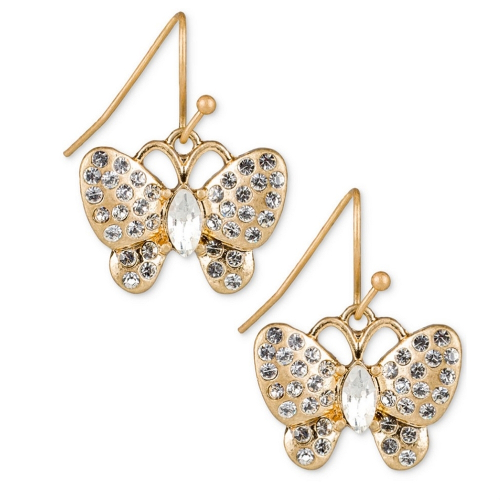 PATRICIA NASH CRYSTAL BUTTERFLY DROP EARRINGS NWT